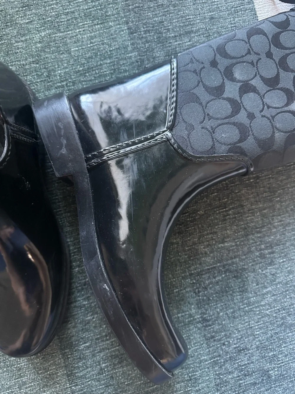 Coach Tristee Black/Grey Signature Tall Rain Boot - Picture 10 of 12
